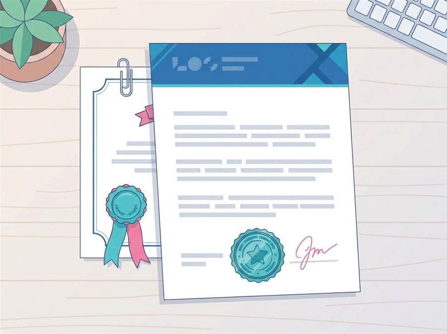 Sample certified academic transcript translation with letterhead, stamp and certificate of accuracy