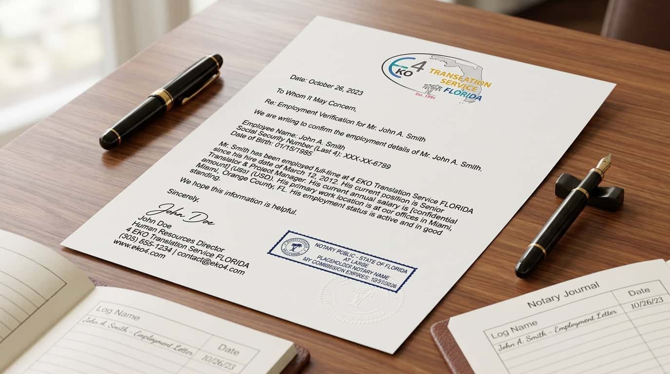 Notarization of employment letter